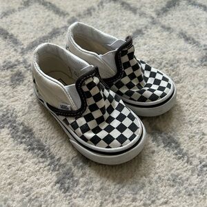 Vans Kids Checkered Slip-On Shoes - Black and White
